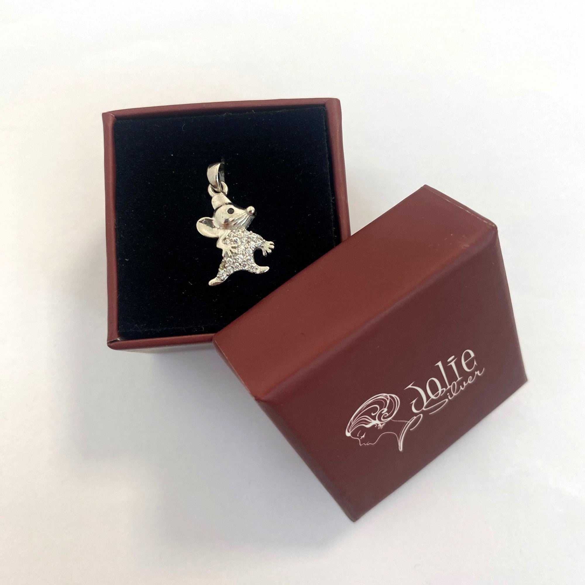 Pandantiv, Jolie Silver, Argint 925, Model Soricel cu Zirconii, 1 g, 15x10 mm-6