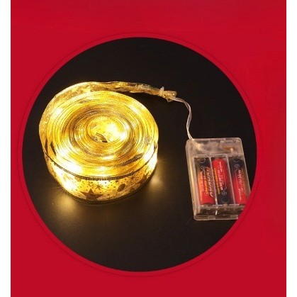 Panglică LED de Crăciun Flippy Aurie, lungime 1 m , 10 LED-uri, Baterii, Alb cald-4