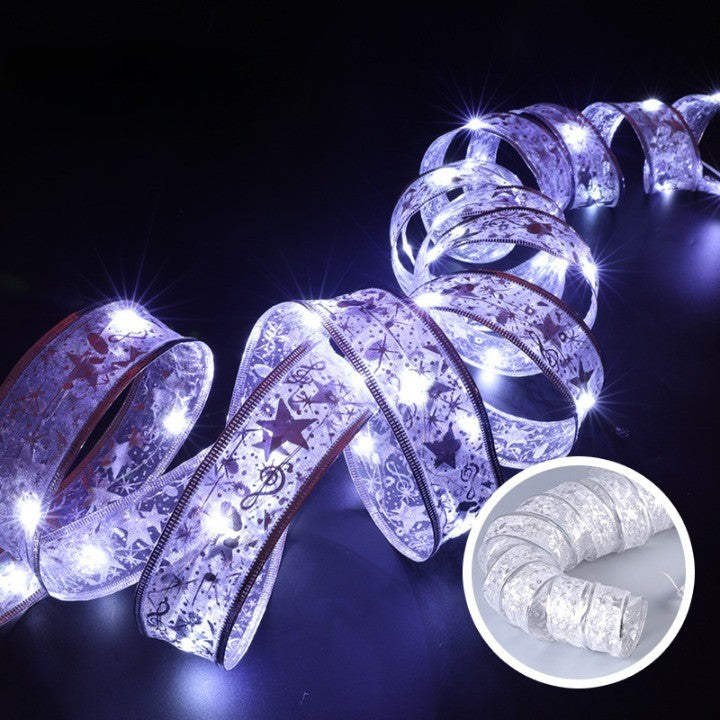 Panglică LED de Crăciun Flippy Aurie, lungime 1 m , 10 LED-uri, Baterii, Alb rece-4