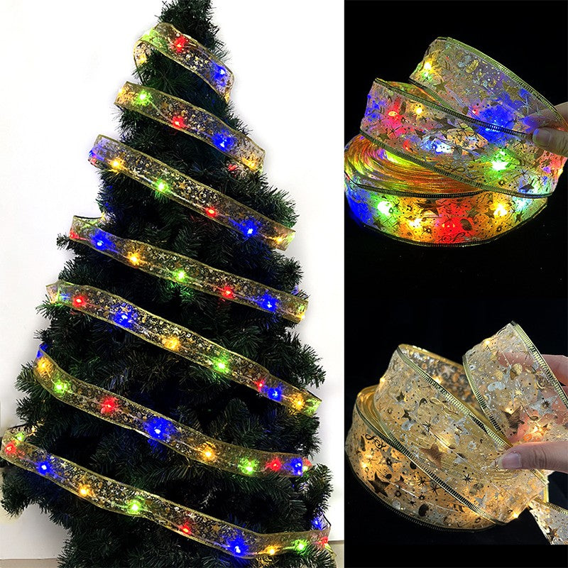 Panglică LED de Crăciun Flippy Aurie, lungime 1 m, 10 LED-uri, Baterii, Multicolor-0