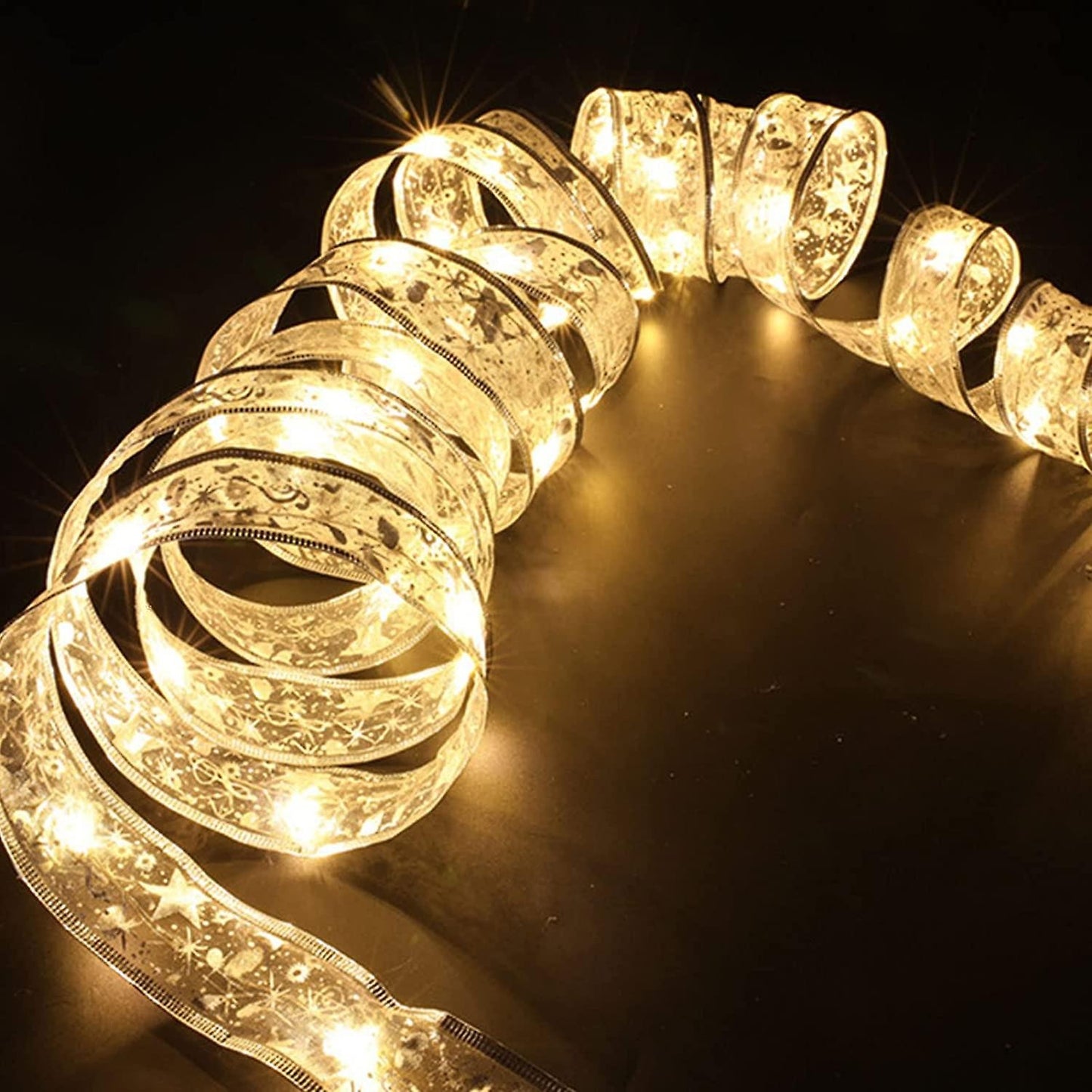 Panglică LED de Crăciun Flippy Aurie, lungime 2 m , 20 LED-uri, Baterii, Alb cald-2