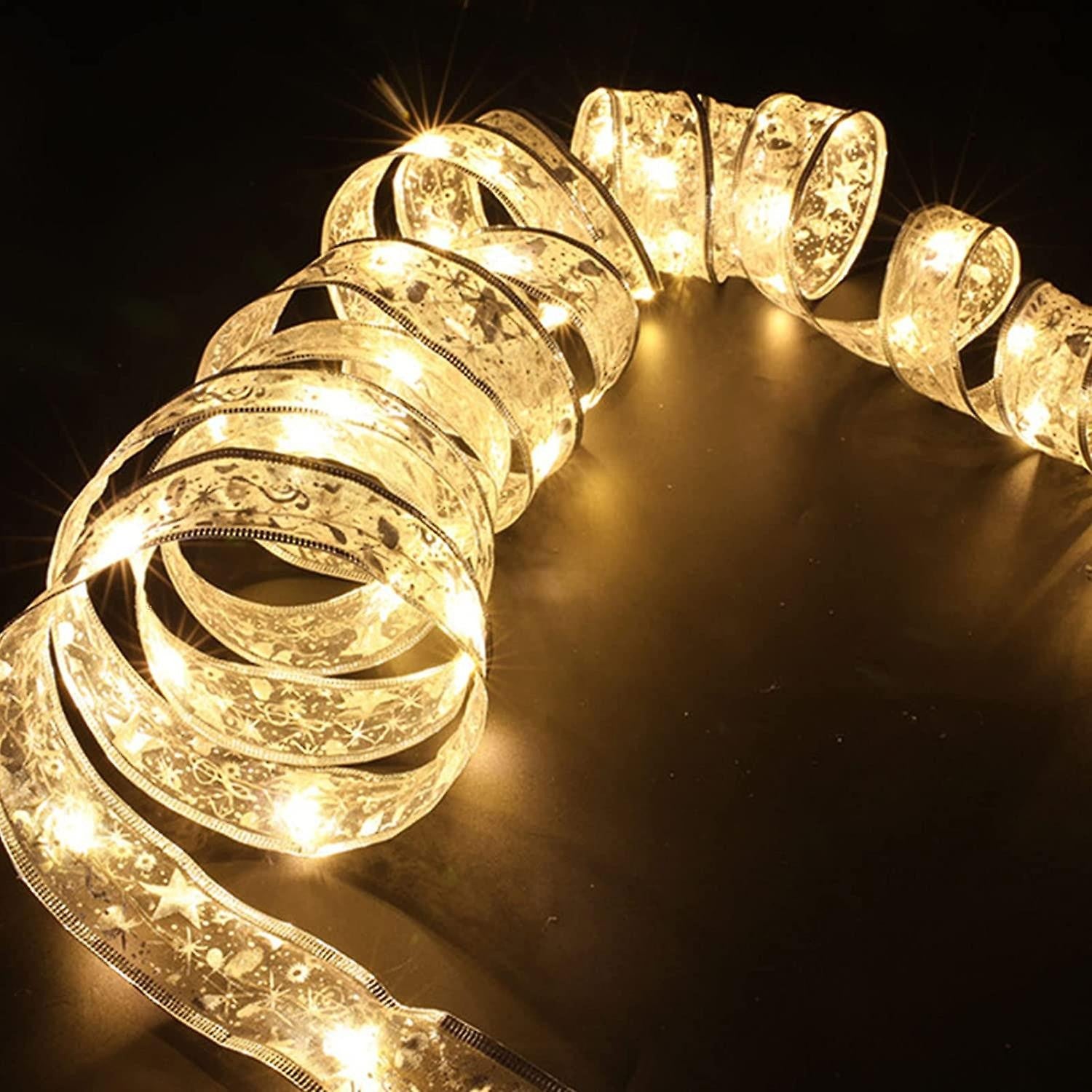 Panglică LED de Crăciun Flippy Aurie, lungime 2 m , 20 LED-uri, Baterii, Alb cald-2