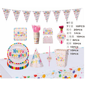 Set 9 Accesorii pentru Masa, Petrecere, Flippy, Model Happy Everyday, Multicolor-0