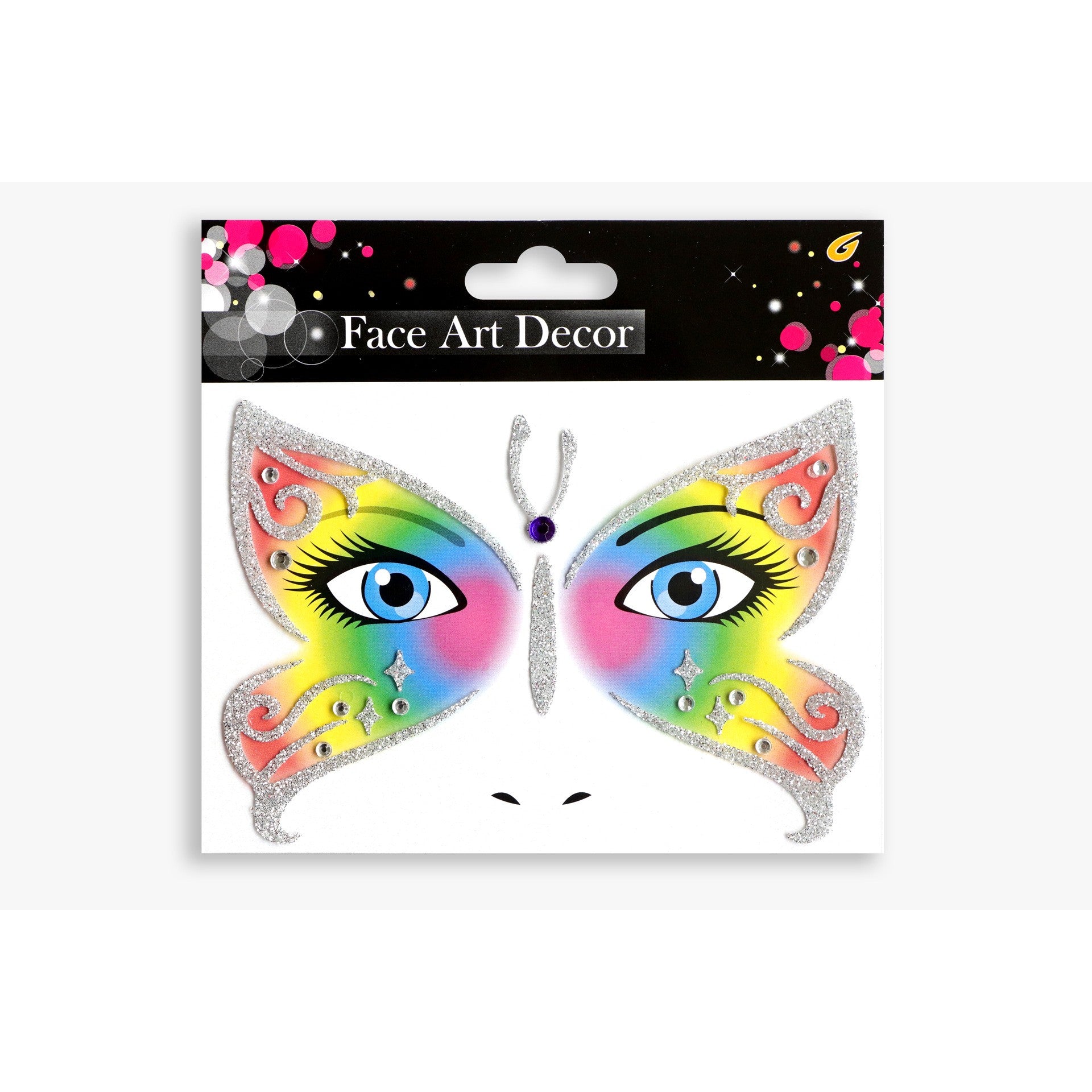 Sticker Temporar pentru Fata, Flippy, pentru Machiaj, Art Face pentru Petrecere, Model Fluture, Multicolor-0