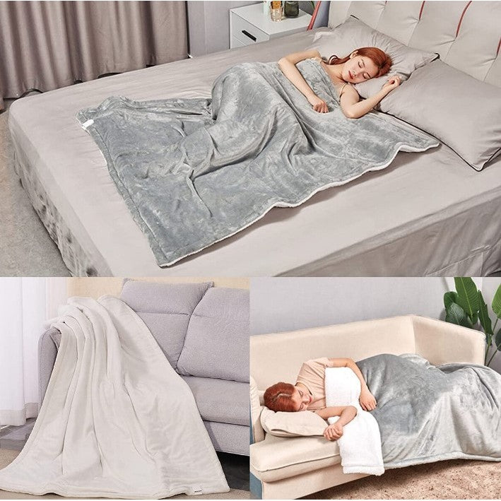 Patura Cu Incalzire Electrica, Flippy, 135 W, 180x130 cm, 6 Trepte De Incalzire, Flanel, Gri-2