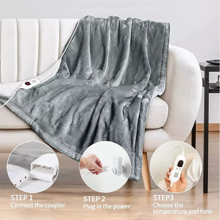 Patura Cu Incalzire Electrica, Flippy, 135 W, 180x130 cm, 6 Trepte De Incalzire, Flanel, Gri-5