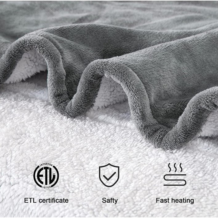 Patura Cu Incalzire Electrica, Flippy, 135 W, 180x130 cm, 6 Trepte De Incalzire, Flanel, Gri-8