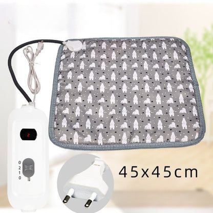 Patura electrica pentru animale de companie, perna pentru caini, 45 x 45 cm, 28 W,  2 trepte de reglaj perna pentru pisici, anti-alunecare, gri-European standard 230V high and low; Width: 45X45cm-0