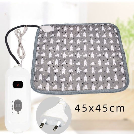 Patura electrica pentru animale de companie, perna pentru caini, 45 x 45 cm, 28 W,  2 trepte de reglaj perna pentru pisici, anti-alunecare, gri-European standard 230V high and low; Width: 45X45cm-0