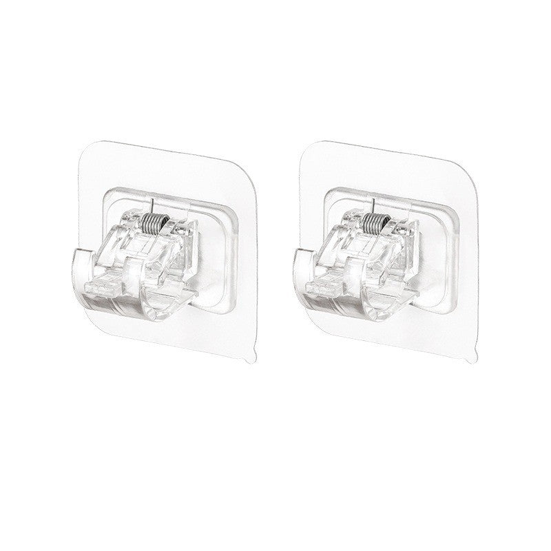 Set 2 Carlige Adezive Transparente, Flippy, Rezistente la Apa, 5 kg, Plastic, 6x6x4 cm-0