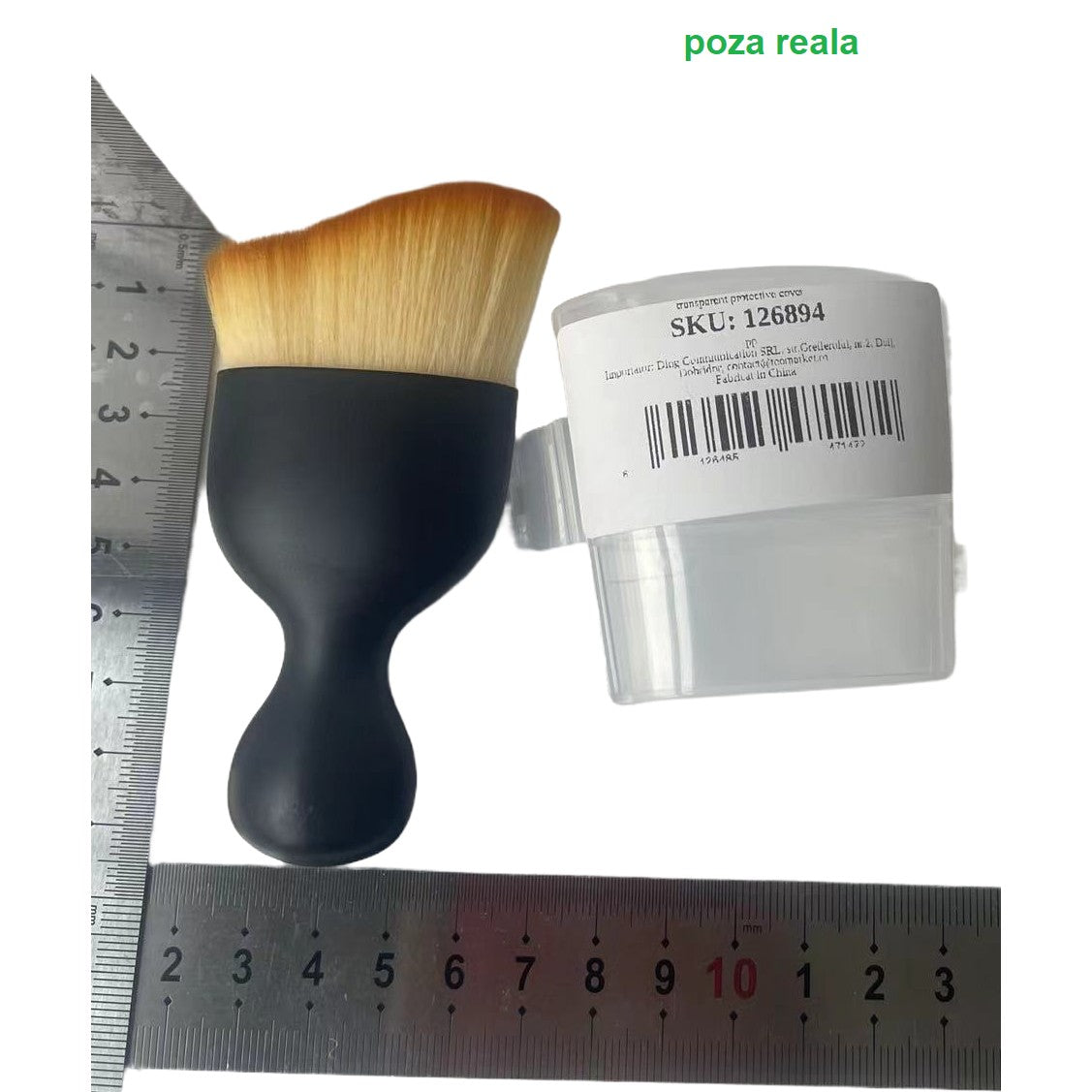 Pensula Multifunctionala, Flippy, Pentru Machiaj sau Indepartat Praful din Masina, Par Sintetic, cu Capac de Protectie, Negru-1
