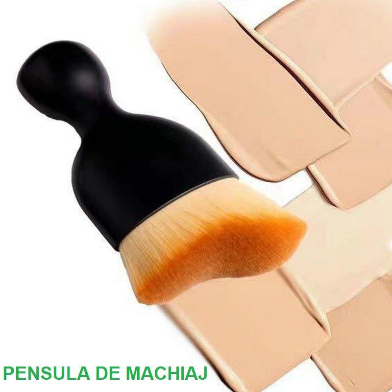 Pensula Multifunctionala, Flippy, Pentru Machiaj sau Indepartat Praful din Masina, Par Sintetic, cu Capac de Protectie, Negru-2
