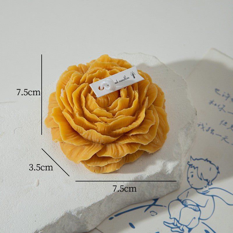 Lumanare Parfumata, Flippy, Model Trandafir, 7.5x3.5x7.5 cm, Galben Inchis, Aroma de Citrice-0