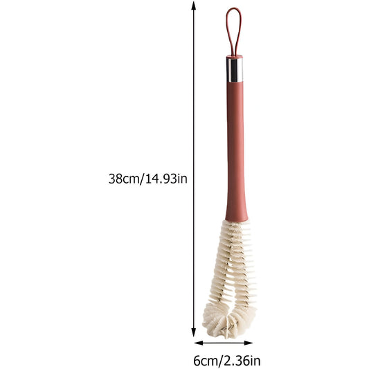 Perie de Curatat Pahare, Sticle, Biberoane, Flippy, cu Maner Lung, Uz Casnic, Silicon, Ergonomic, 3.9x5.4x38.5cm, Rosu-1