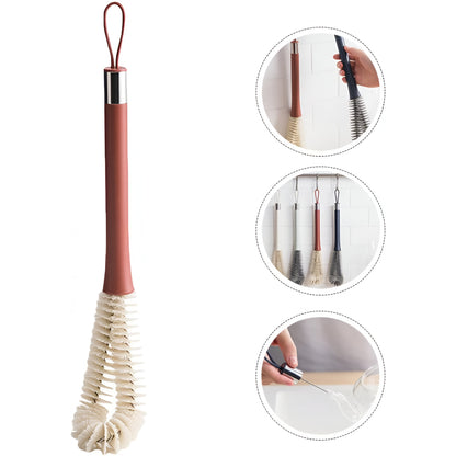 Perie de Curatat Pahare, Sticle, Biberoane, Flippy, cu Maner Lung, Uz Casnic, Silicon, Ergonomic, 3.9x5.4x38.5cm, Rosu-2