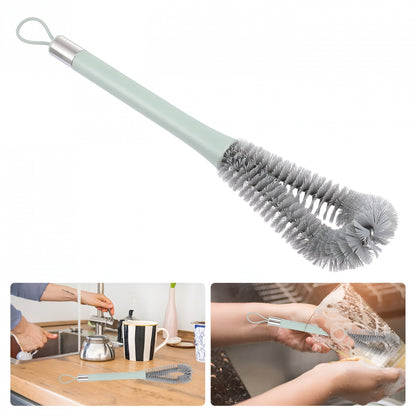 Perie de Curatat Pahare, Sticle, Biberoane, Flippy, cu Maner Lung, Uz Casnic, Silicon, Ergonomic, 3.9x5.4x38.5cm, Verde-6