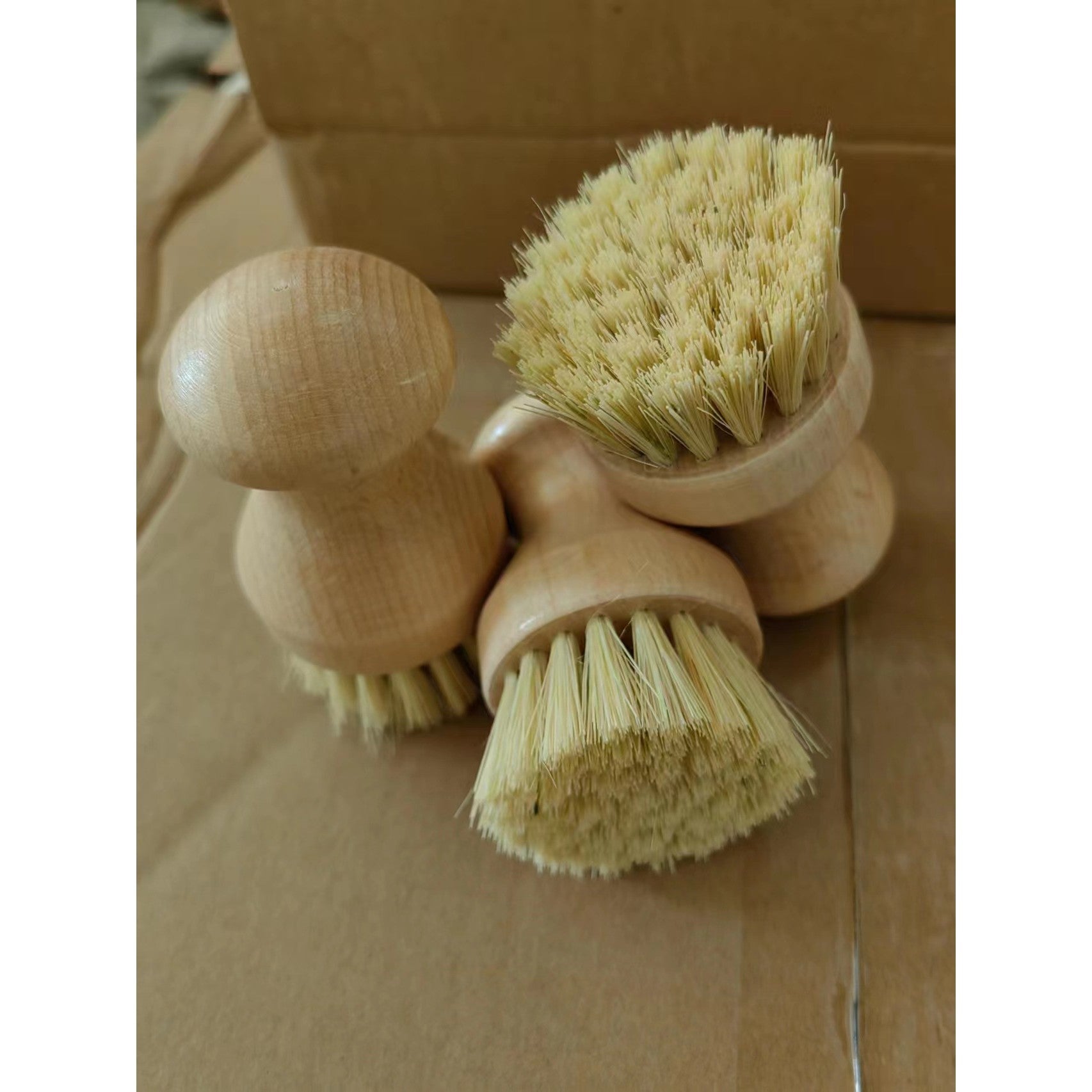 Perie de Curatat Vase si Alimente, Flippy, din Lemn de Bambus, 8 x 5 cm, Perie din Sisal, Maro-3