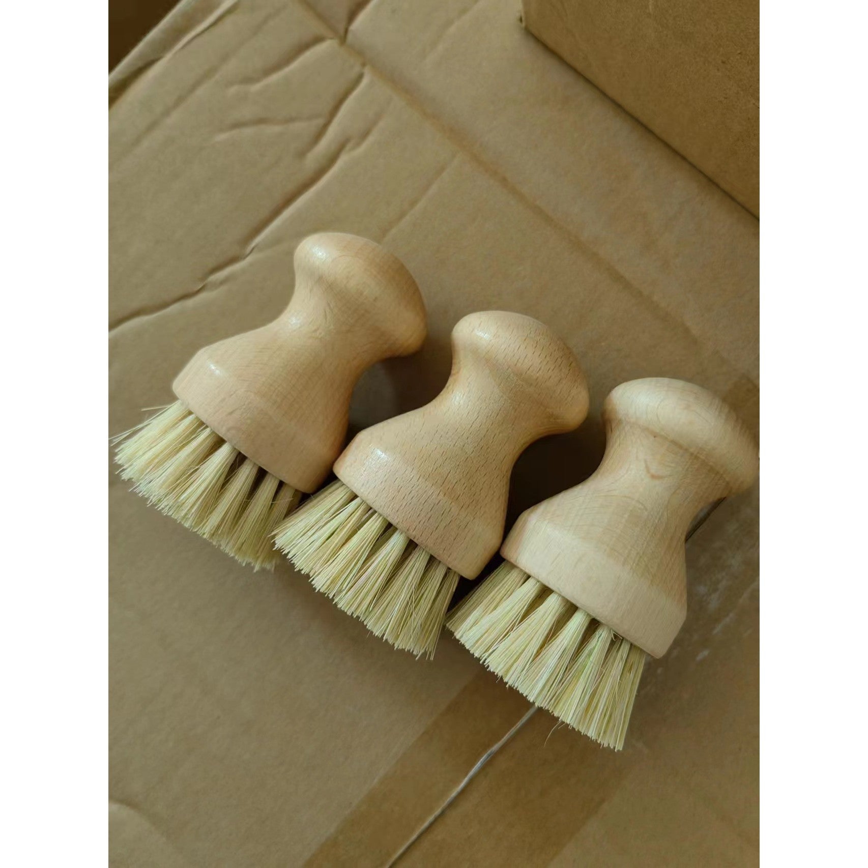 Perie de Curatat Vase si Alimente, Flippy, din Lemn de Bambus, 8 x 5 cm, Perie din Sisal, Maro-4