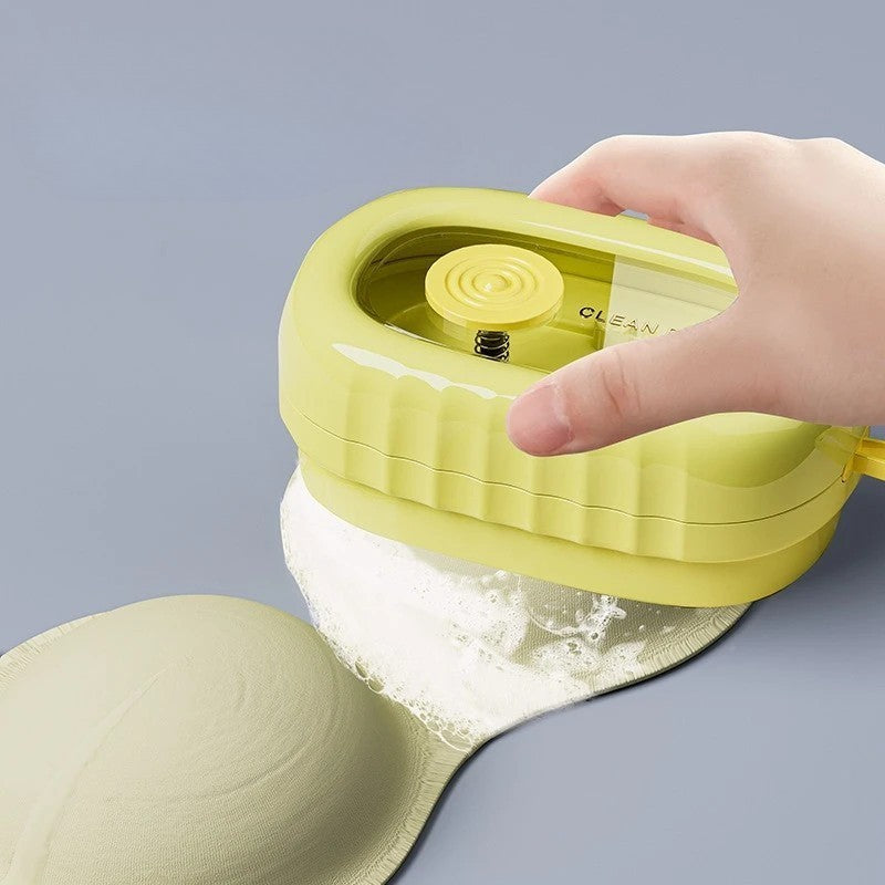 Perie de Spalat Haine, Flippy, cu Dispenser pentru Detergent, 4 Perii de Curatare, din ABS + PS, Galben-3