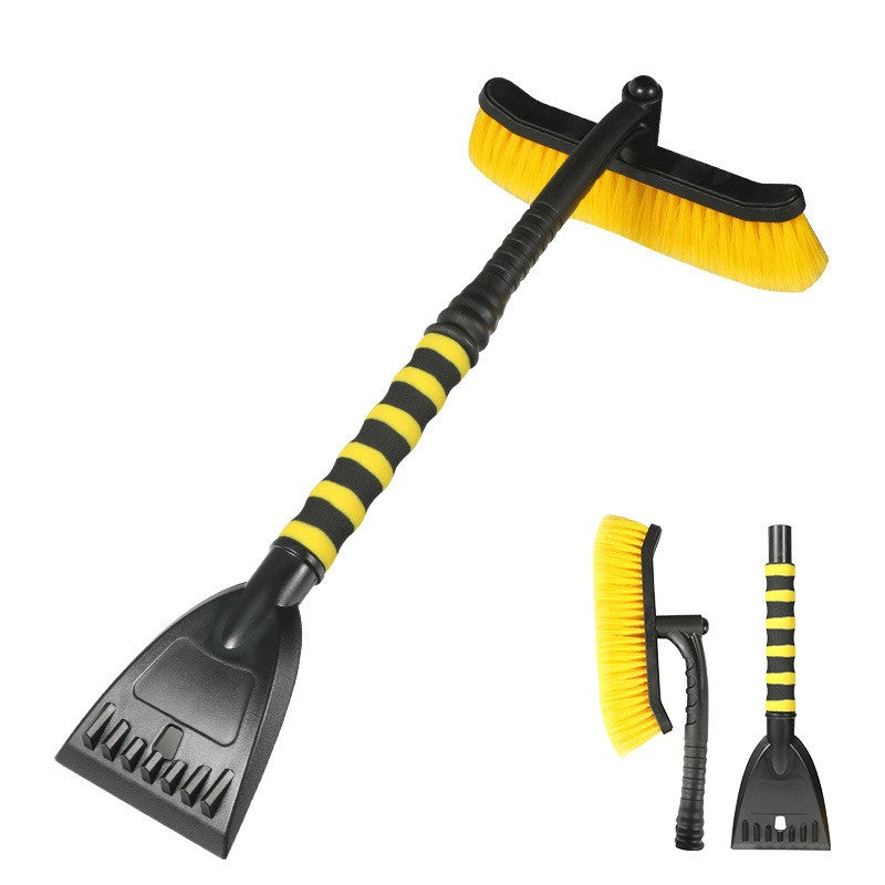 Perie de Zapada cu Racleta pentru Masina, Flippy, Multifunctionala, Rotativa, Demontabila, cu Maner Antiderapant, Aluminiu, Plastic, Fragmentarea Ghetii de pe Parbriz, Solutia pentru Iarna, pentru Dezghetare, 54x10.5x27 cm, Galbena-0