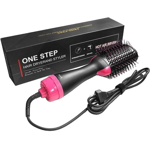 Perie Electrica de Par Fixa, Flippy, pentru Volum, Ceramica, 3 Setari de Temperatura, 1000W, pentru Toate Tipurile de Par, Negru-Roz-0