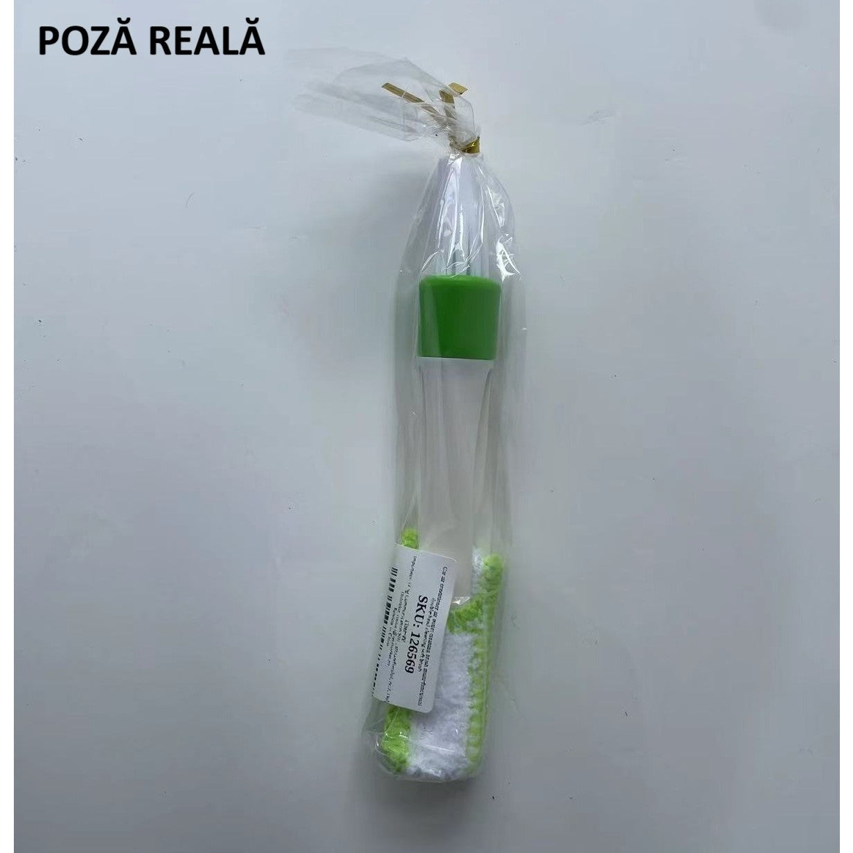 Perie Multifunctionala de Curatare, Flippy, pentru Ventilatie Auto, Doua Capete, Moale, Microfibra, Alb-Verde, 16.25cm-10