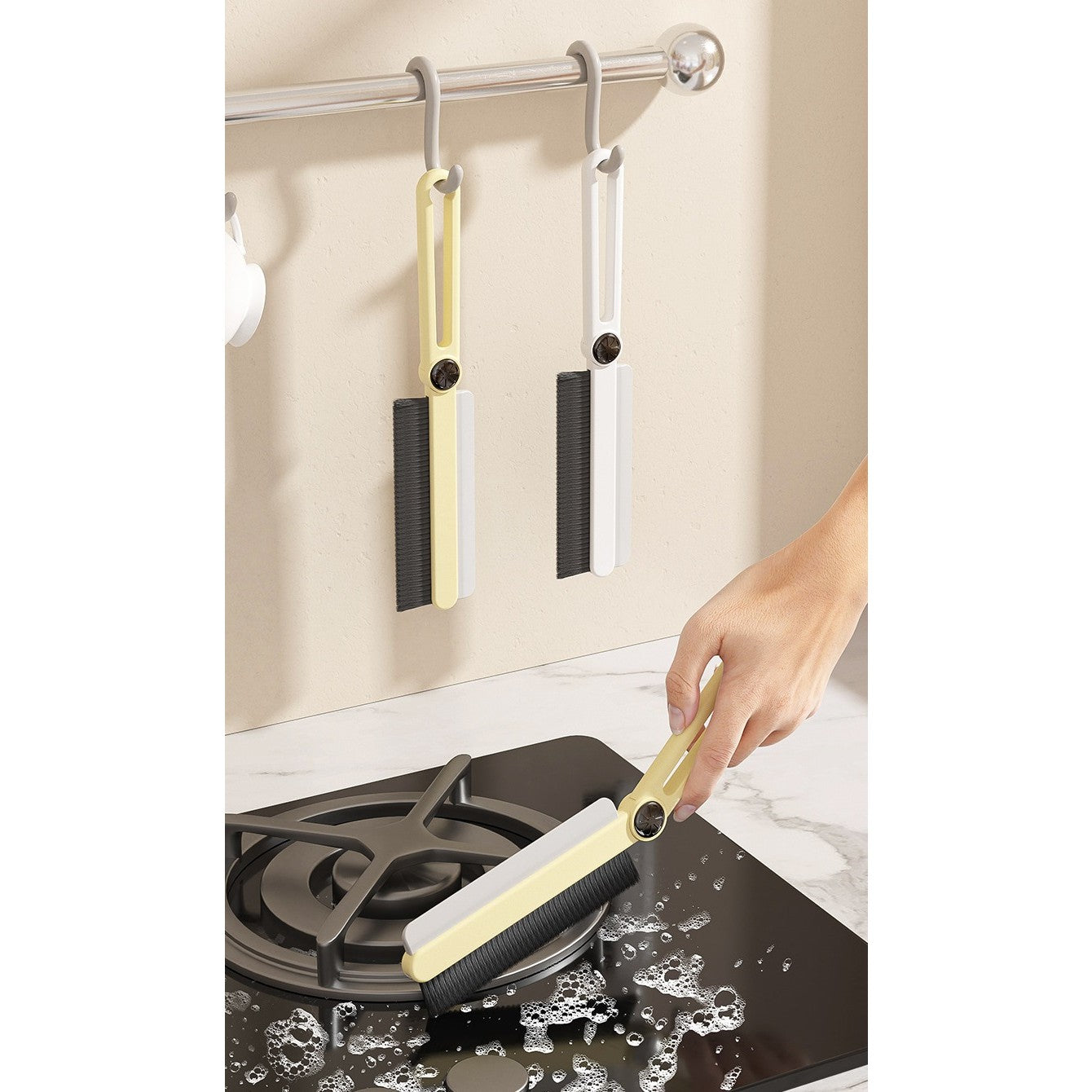 Perie Multifunctionala si Stergator, Flippy, Pentru Spatii Greu Accesibile, 24.7 x 4.5 cm, Alb Laptos-3