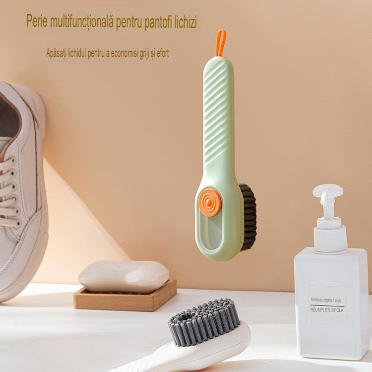 Perie pentru Curatare Incaltaminte cu Recipient pentru Detergent, Flippy, Perie Multifunctionala pentru Incaltaminte si Lenjerie, cu Peri Moi, Fara Deteriorare, 17.3 x 4.5 x 6 cm, Culoare Verde-1