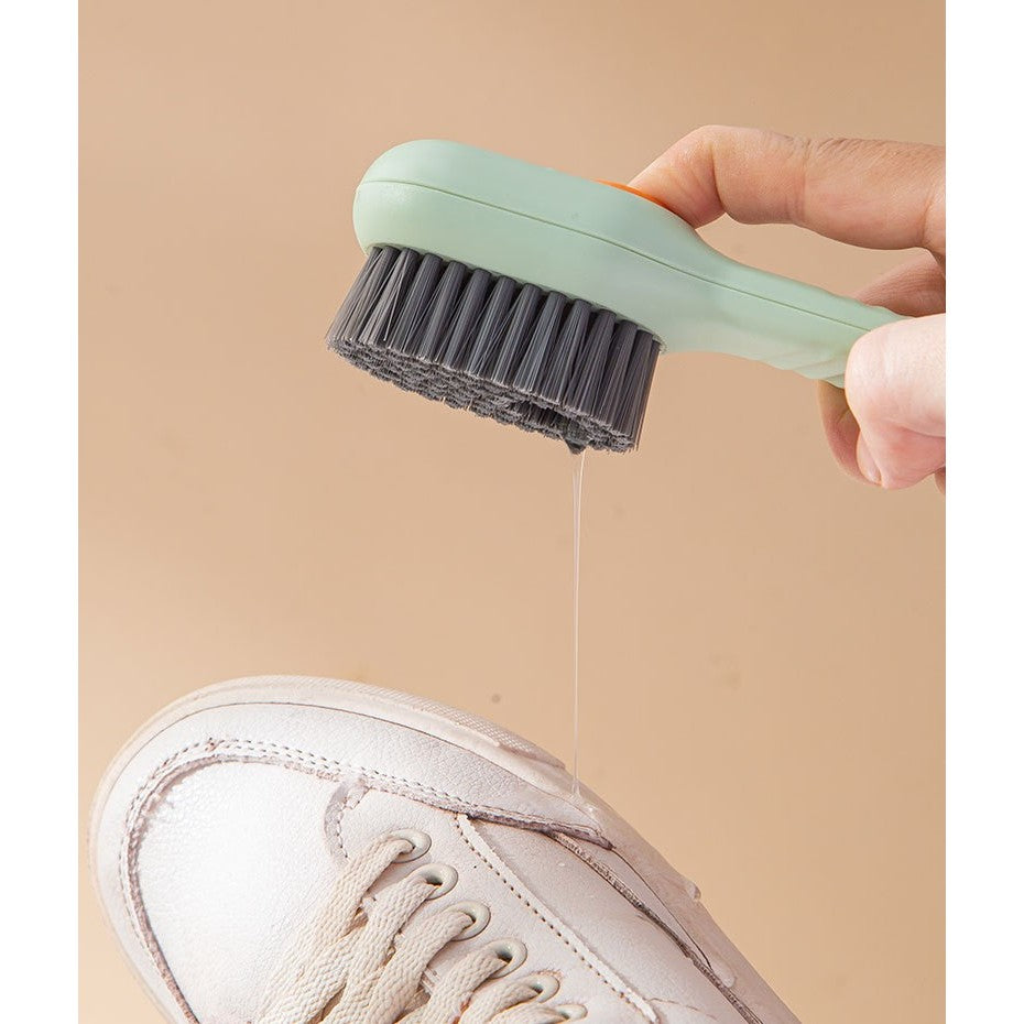 Perie pentru Curatare Incaltaminte cu Recipient pentru Detergent, Flippy, Perie Multifunctionala pentru Incaltaminte si Lenjerie, cu Peri Moi, Fara Deteriorare, 17.3 x 4.5 x 6 cm, Culoare Verde-4
