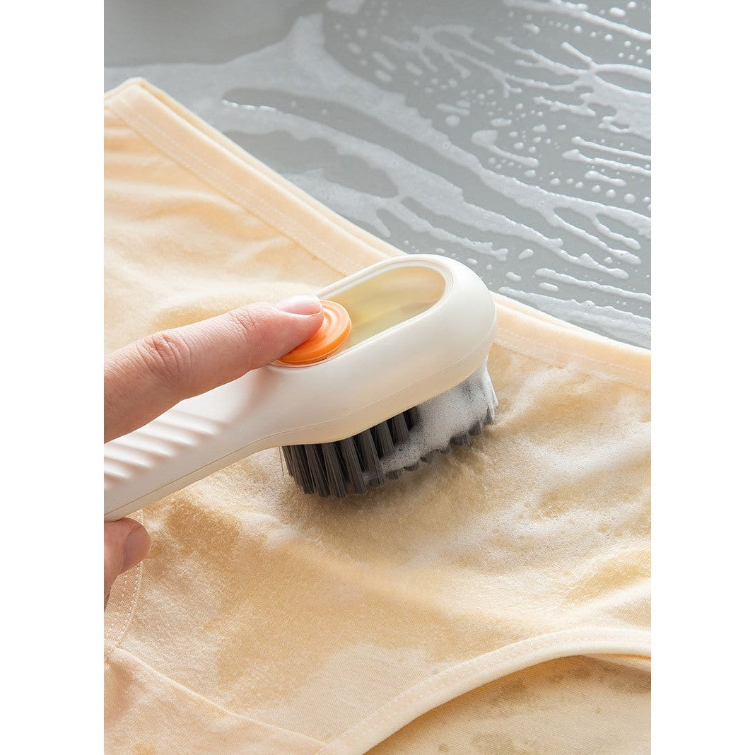 Perie pentru Curatare Incaltaminte cu Recipient pentru Detergent, Flippy, Perie Multifunctionala pentru Incaltaminte si Lenjerie, cu Peri Moi, Fara Deteriorare, 17.3 x 4.5 x 6 cm, Culoare Alb-2