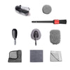 Set 9 Piese pentru Spalat Auto, Flippy, din Plastic si Microfibra, Perii si Lavete, Model A, Gri-0