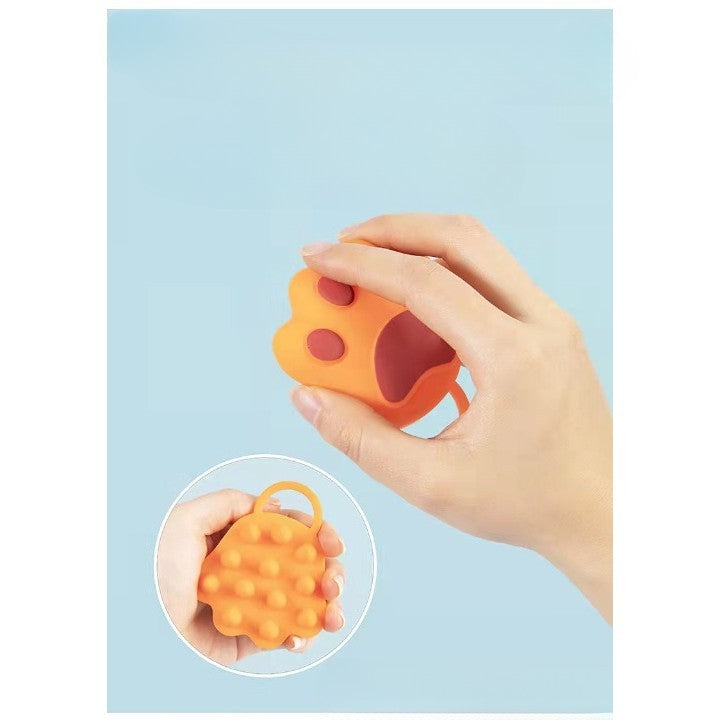 Perie pentru Masajul Scalpului, Perie pentru Sampon, Labuță de Pisică, Dimensiune 7x8 cm, Curatarea si Mentinerea Curata a Parului, Portocaliu-1