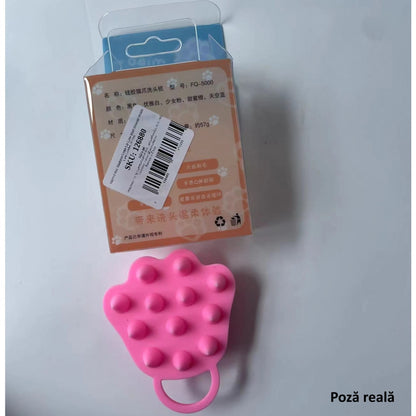 Perie pentru Masajul Scalpului, Perie pentru Sampon, Labuță de Pisică, Dimensiune 7x8 cm, Curatarea si Mentinerea Curata a Parului, Roz-4