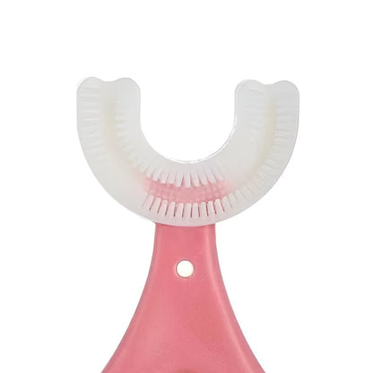 Periuta de Dinti in Forma de U, Flippy, pentru Sugari si Copii 2-6 ani, Peri Moi, 9 cm, Model Inima, Culoare Roz-2