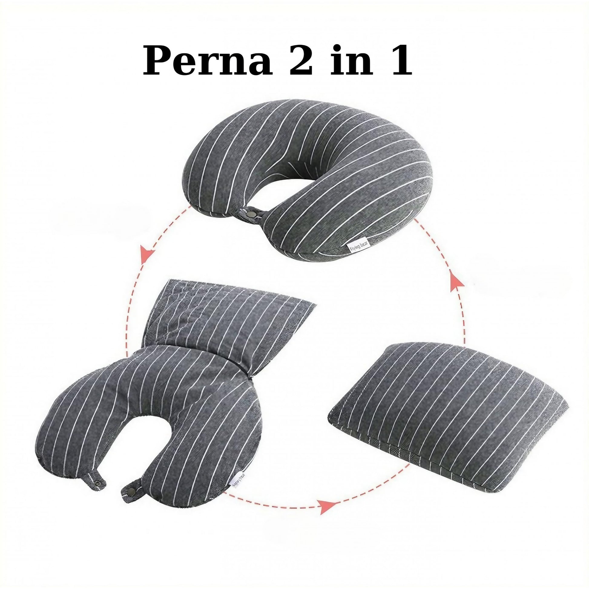 Perna de calatorie, Flippy , 2 in 1, cu Particule de Spuma cu Memorie, Gri-3