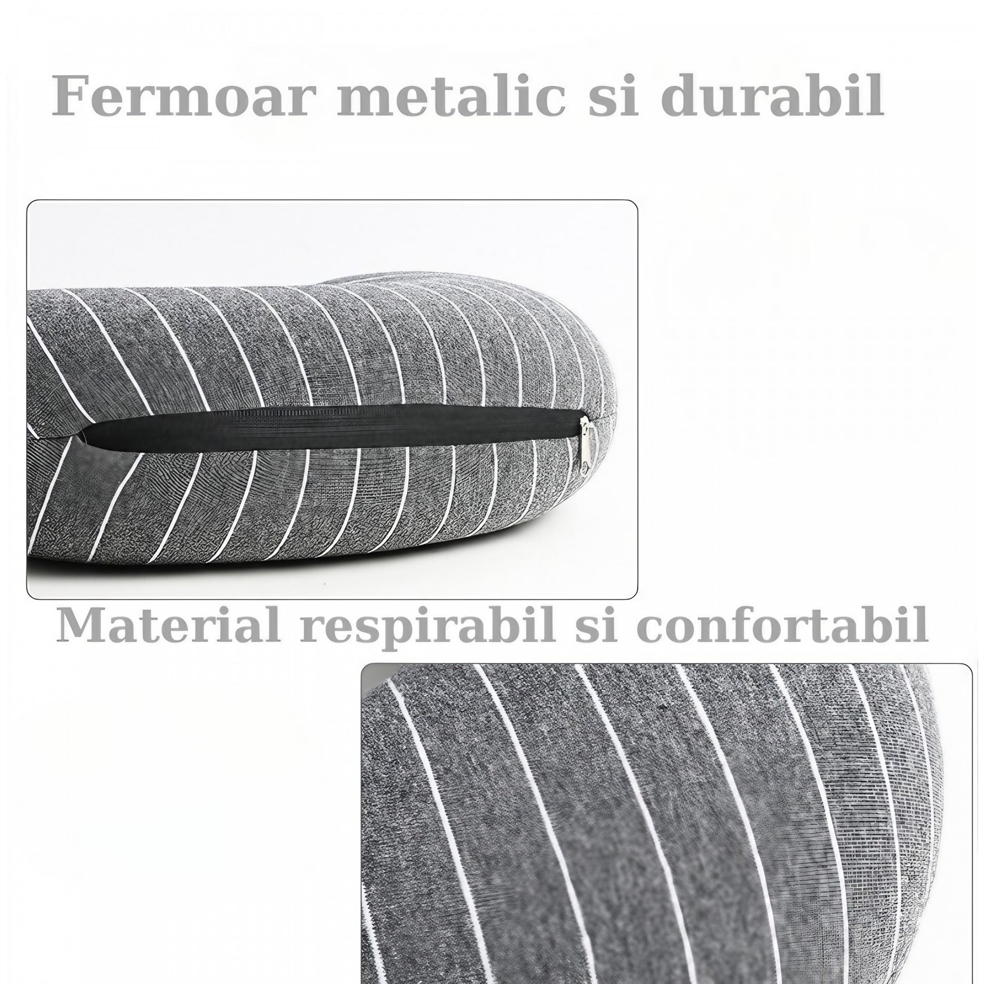 Perna de calatorie, Flippy , 2 in 1, cu Particule de Spuma cu Memorie, Gri-4