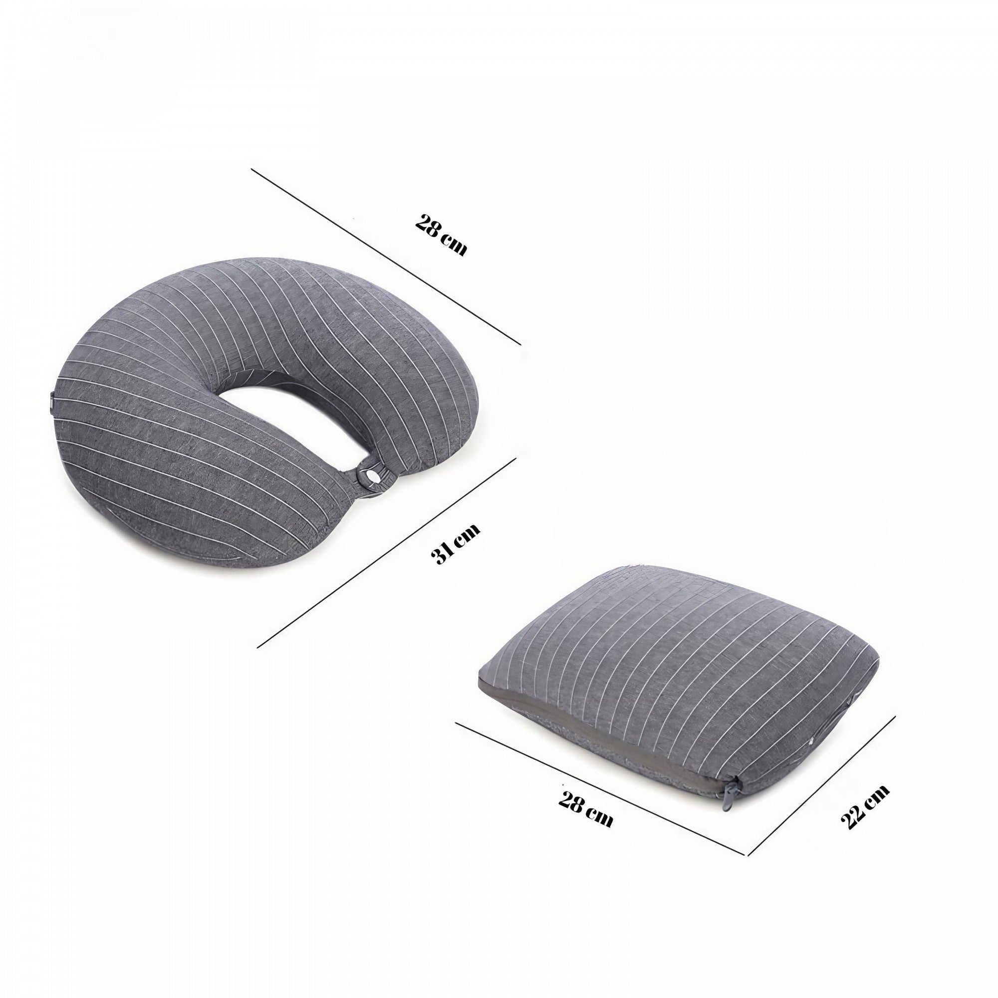 Perna de calatorie, Flippy , 2 in 1, cu Particule de Spuma cu Memorie, Gri-6