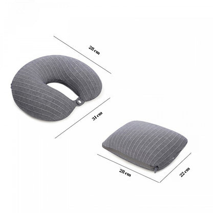 Perna de calatorie, Flippy , 2 in 1, cu Particule de Spuma cu Memorie, Gri-6