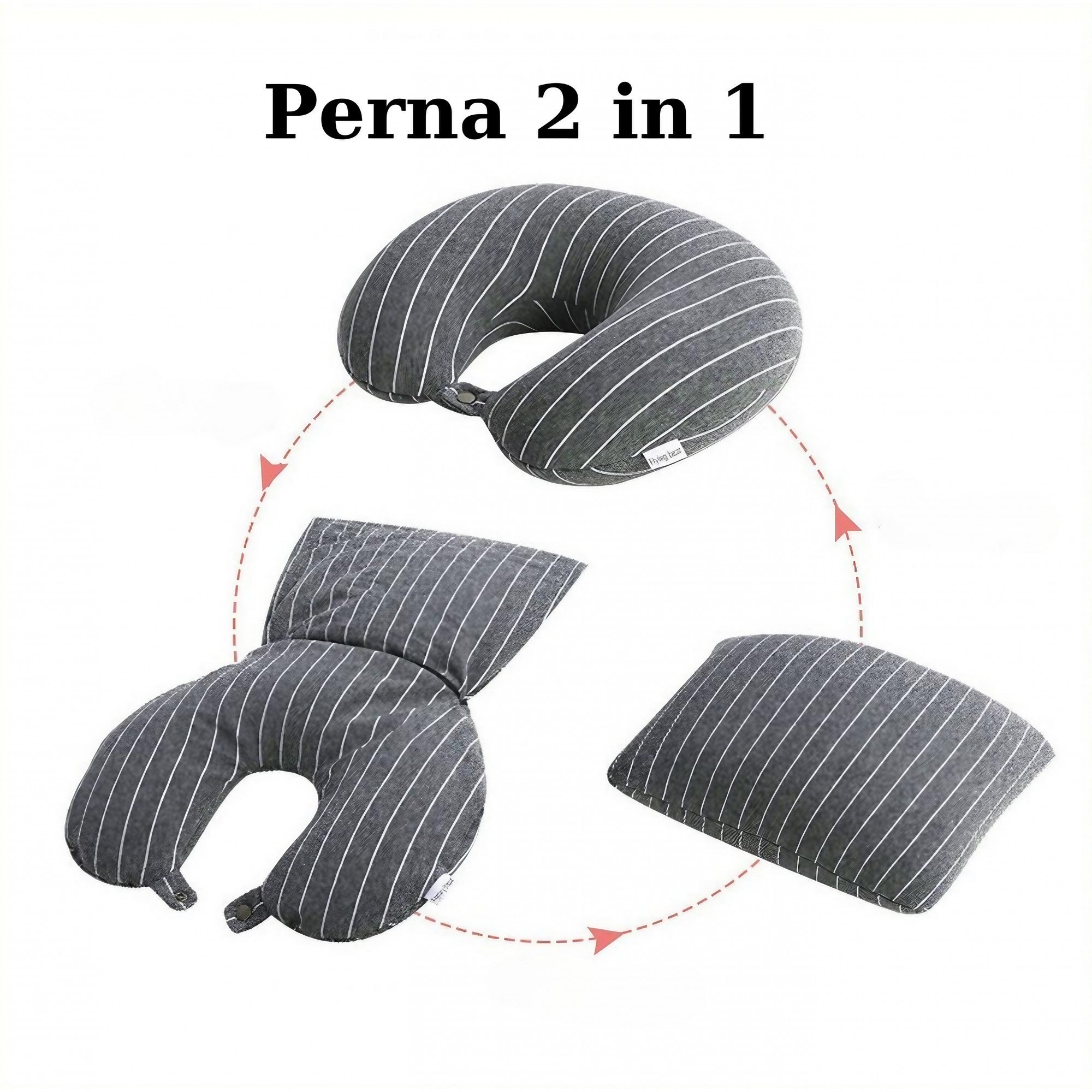 Perna de calatorie, Flippy , 2 in 1, cu Particule de Spuma cu Memorie, Gri-0