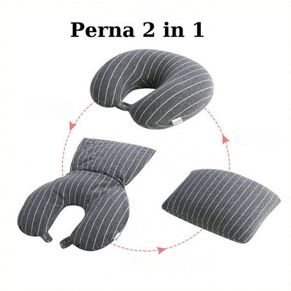 Perna de calatorie, Flippy , 2 in 1, cu Particule de Spuma cu Memorie, Gri-0