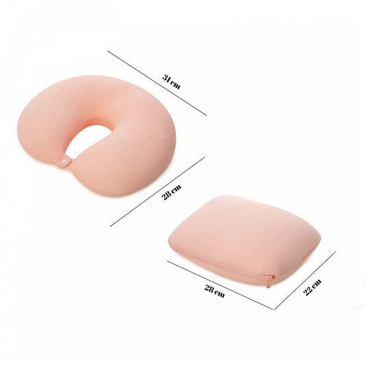Perna de calatorie, Flippy , 2 in 1, cu Particule de Spuma cu Memorie, Roz-1