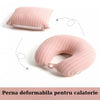 Perna de calatorie, Flippy , 2 in 1, cu Particule de Spuma cu Memorie, Roz-0