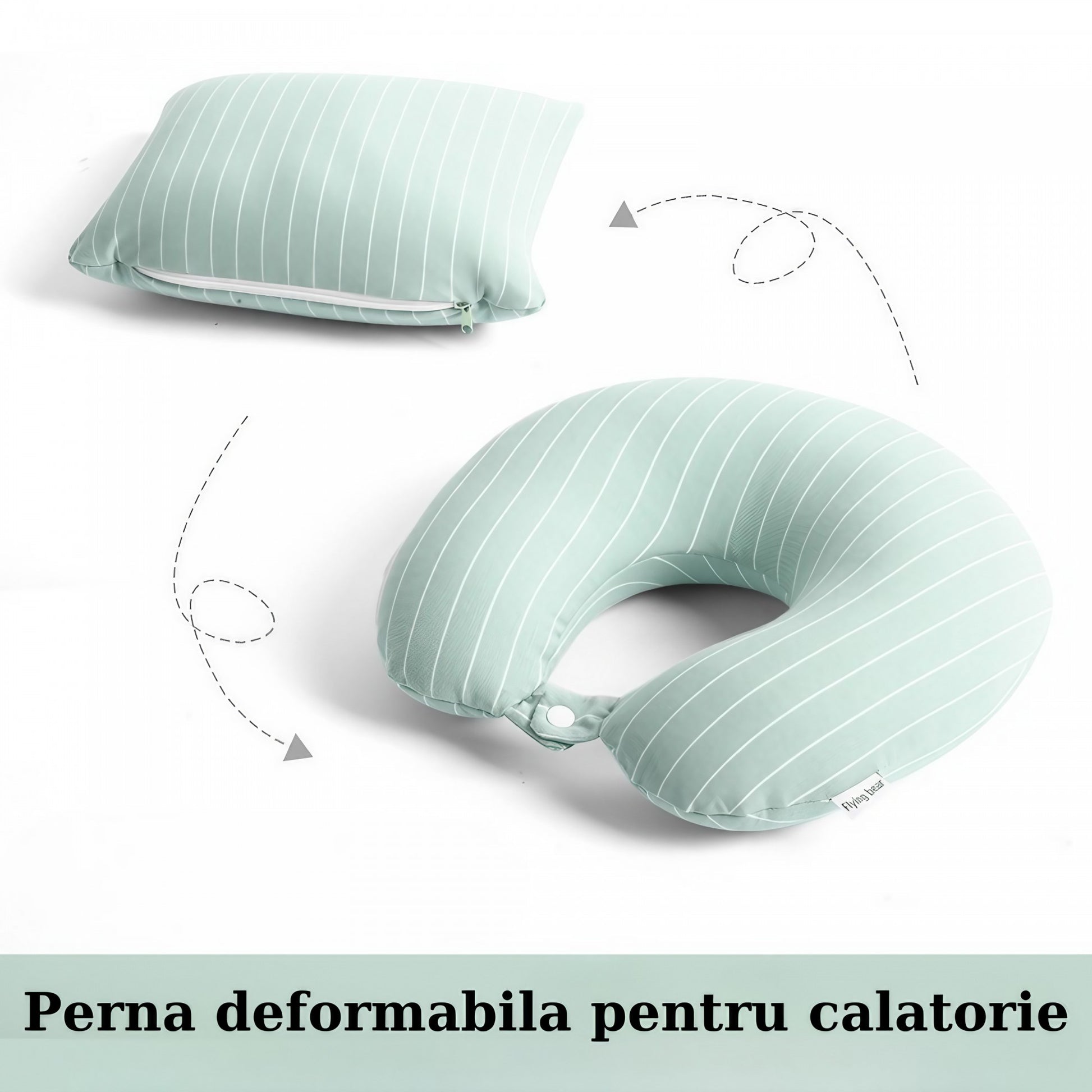 Perna de calatorie, Flippy , 2 in 1, cu Particule de Spuma cu Memorie, Verde-3