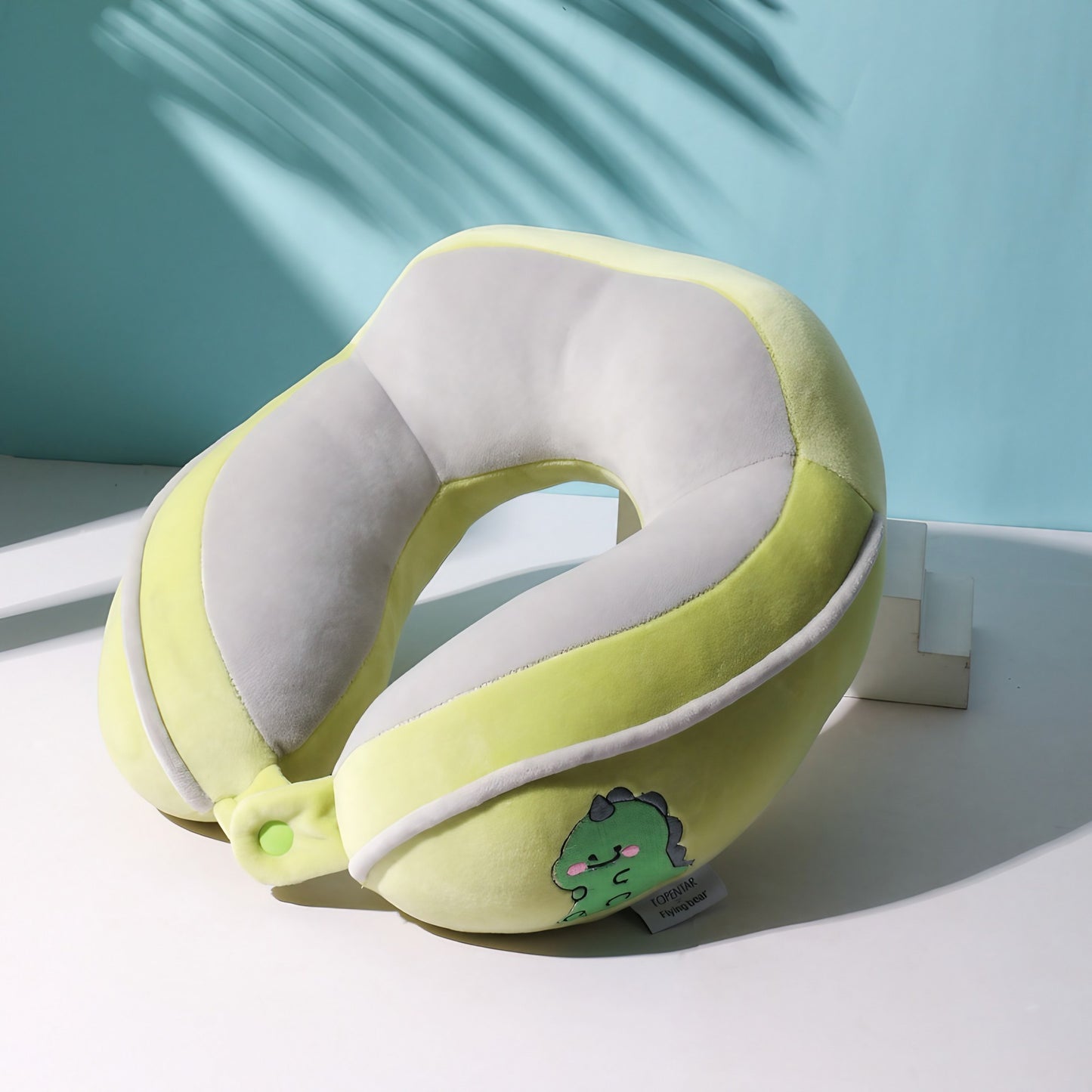 Perna de Calatorie, Flippy, Pentru Gat si Cap, Umplutura din Bumbac, 28x28x10 cm, cu Model Brodat Crocodil Verde-0