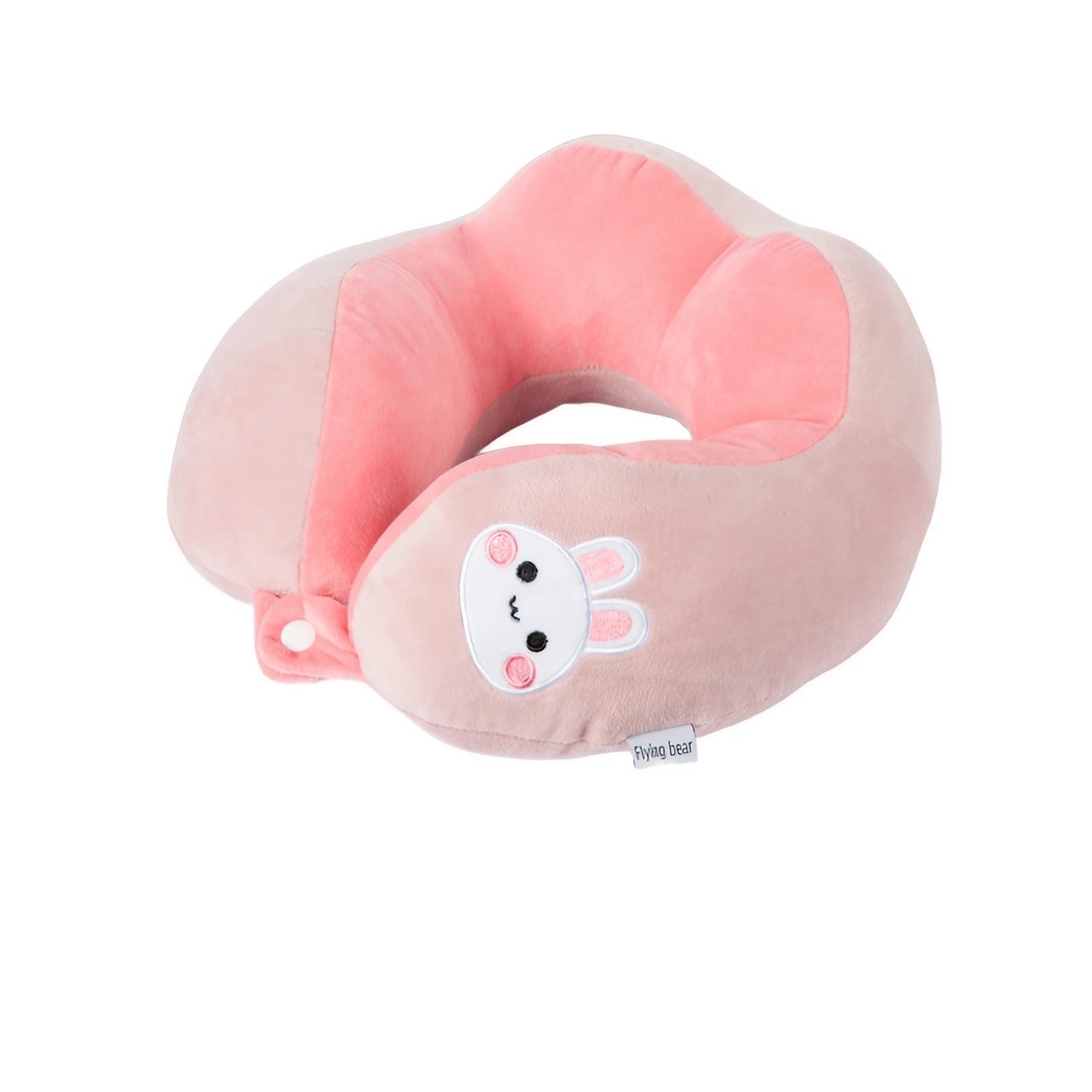 Perna de Calatorie, Flippy, Pentru Gat si Cap, Umplutura din Bumbac, 28x28x10 cm, cu Model Brodat Iepure, Roz-4