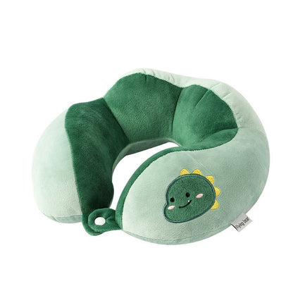 Perna de Calatorie, Flippy, Pentru Gat si Cap, Umplutura din Bumbac, 28x28x10 cm, cu Model Brodat Dinozaur, Verde-3