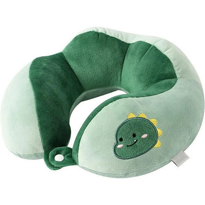 Perna de Calatorie, Flippy, Pentru Gat si Cap, Umplutura din Bumbac, 28x28x10 cm, cu Model Brodat Dinozaur, Verde-0