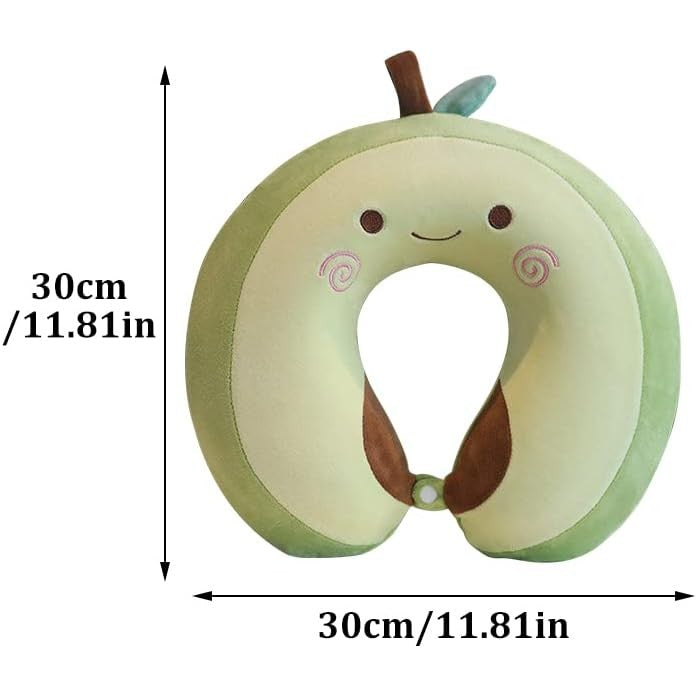 Perna de Calatorie in Forma de U, Flippy, Pentru Gat si Cap, Umplutura din Spuma cu Memorie, 30x30 cm, Model Avocado, Accesoriu de Voiaj, Birou, Masina, Sistem Prindere Capse, Verde-2