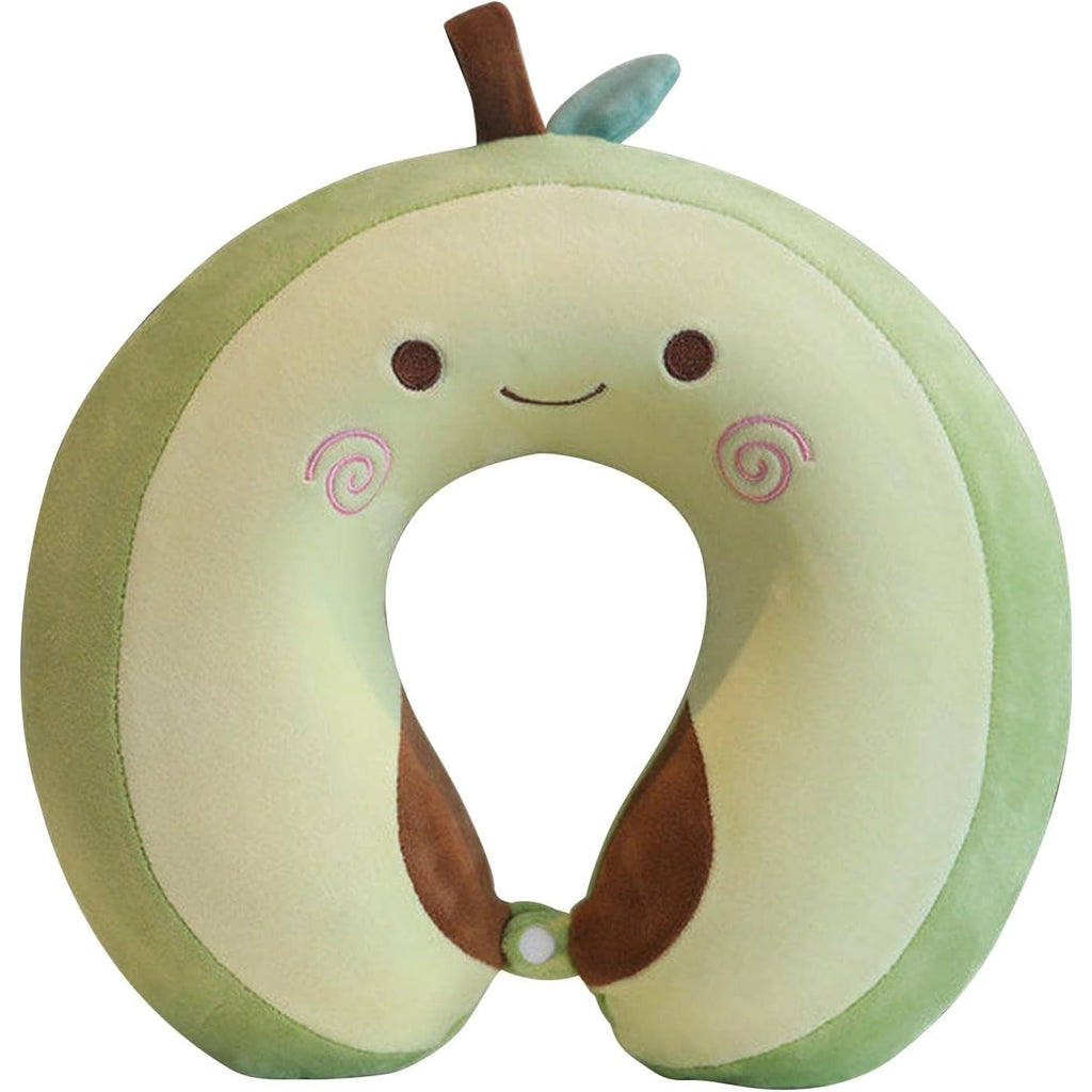 Perna de Calatorie in Forma de U, Flippy, Pentru Gat si Cap, Umplutura din Spuma cu Memorie, 30x30 cm, Model Avocado, Accesoriu de Voiaj, Birou, Masina, Sistem Prindere Capse, Verde-0