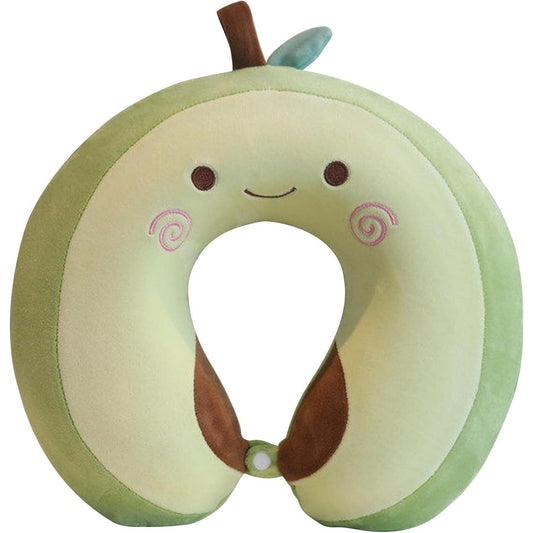 Perna de Calatorie in Forma de U, Flippy, Pentru Gat si Cap, Umplutura din Spuma cu Memorie, 30x30 cm, Model Avocado, Accesoriu de Voiaj, Birou, Masina, Sistem Prindere Capse, Verde-0